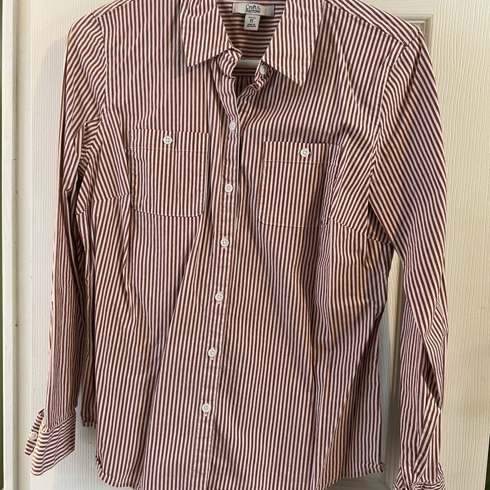 Croft & Barrow Red and White Striped Button Down Shirt